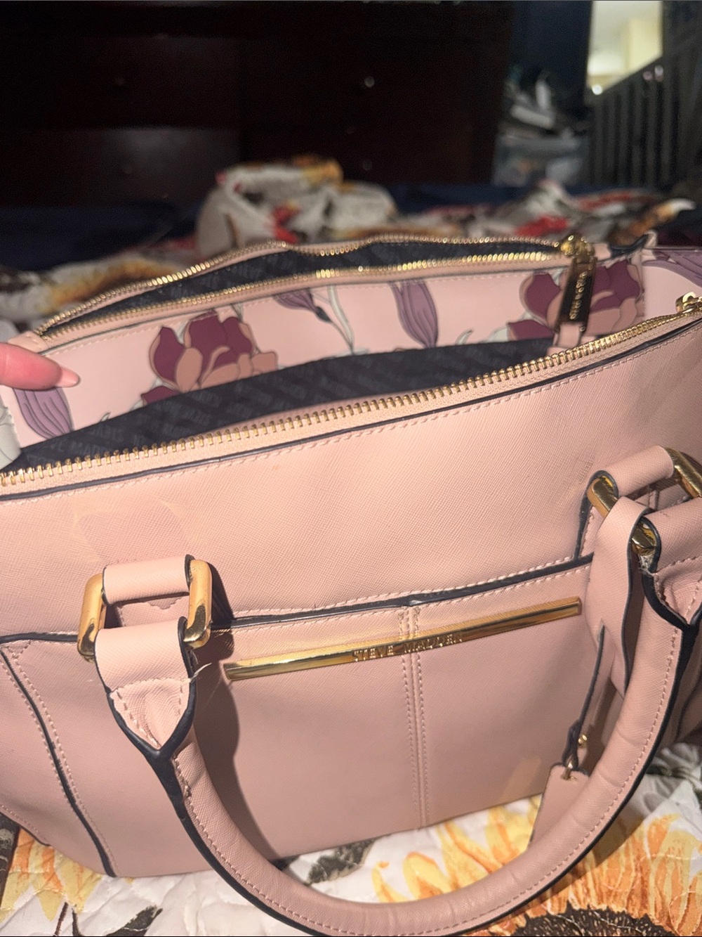 Steve Madden blush pink Satchel with Gold Accents